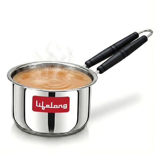 Lifelong Stainless Steel Heavy Bottom Saucepan | 1.5liter, 17cm Saucep