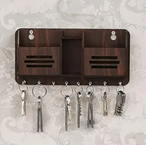 Wood Key Holder (8 Hooks, Multicolor)_3line 2box sk