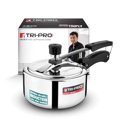 Tripro Triply Stainless Steel Inner Lid Pressure Cooker, 2 Litres Pres