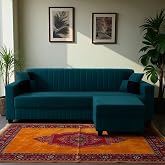 FURNY Grovila Fabric 4 Seater Convertiable L Shape Sofa Set 3 Seater M