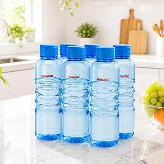 Revello 1000 ML Pet Plastic Fridge Water Bottles Set of 6 | BPA Free |