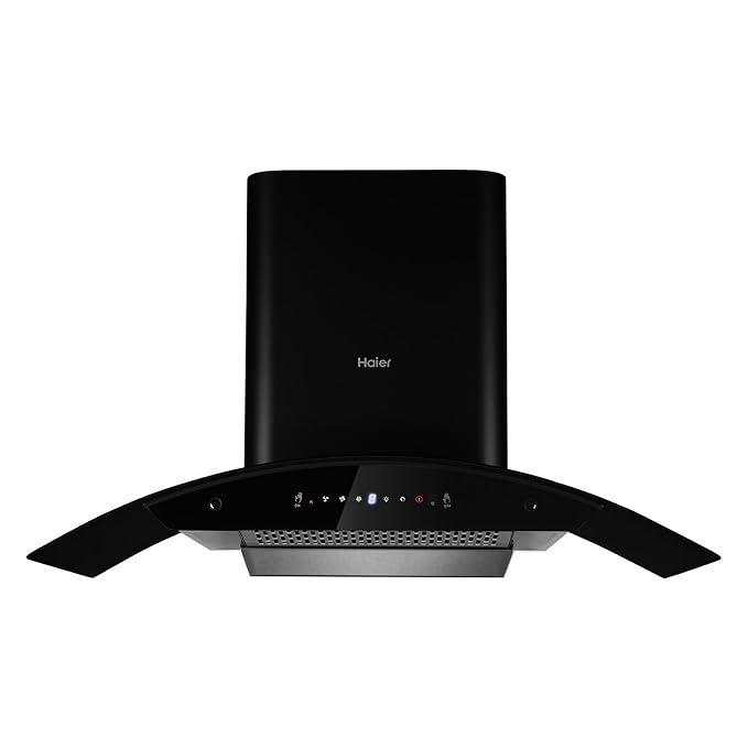 Haier 90 cm 1200 m/hr Auto Clean Low Noise Curved Chimney Black Filter