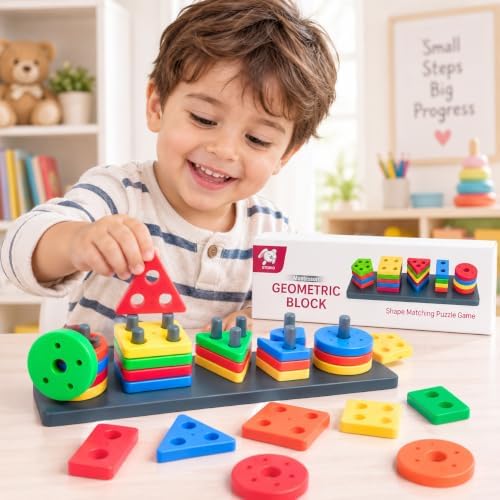 Geometric Angle Blocks, Sorting & Stacking Toys for Toddlers and Kids 