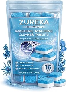 Washing Machine Cleaner Tablets (16 Pack)  Deep Cleaning Drum Descaler