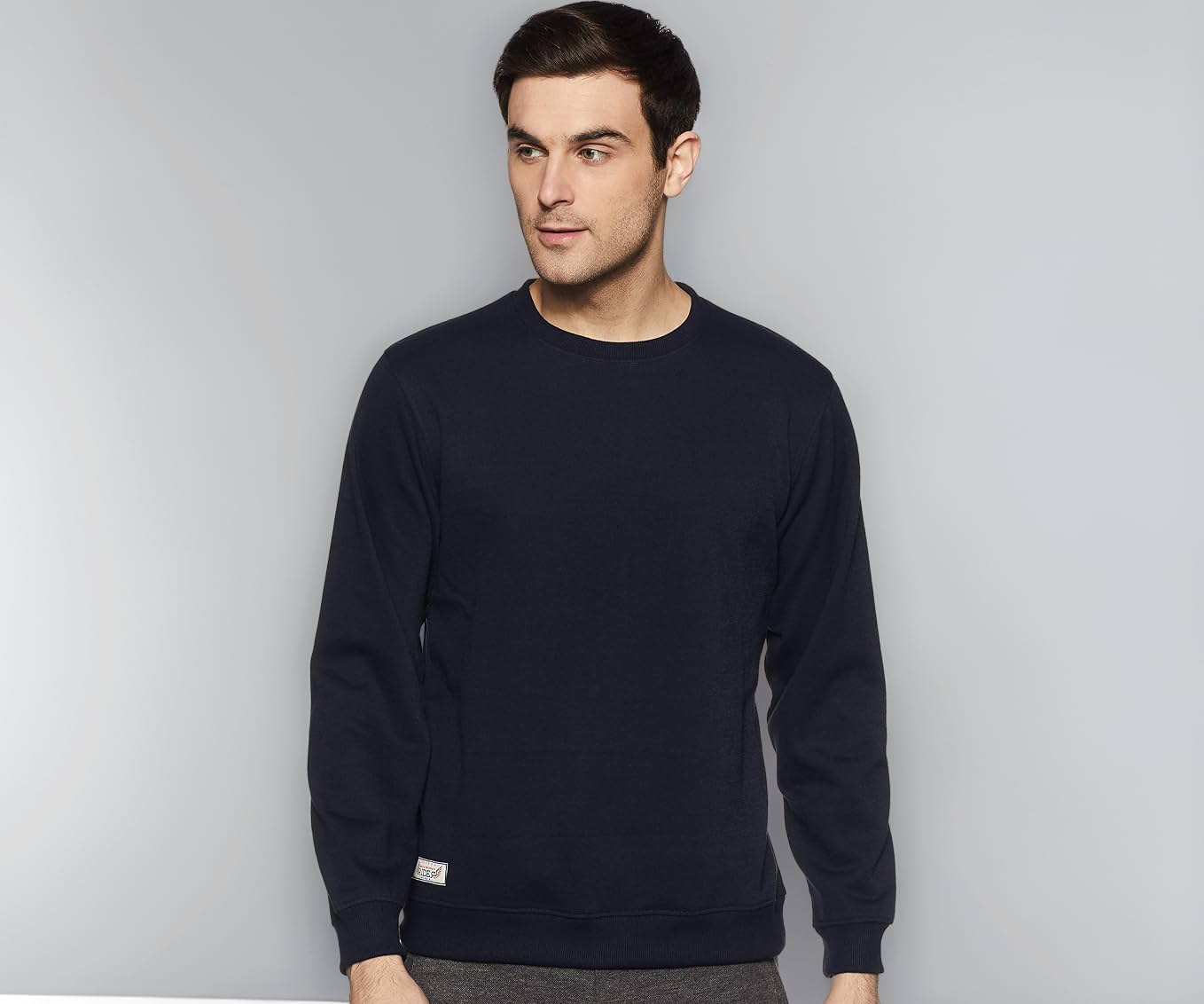 Deniklo Men's Fleece Round Neck Sweatshirt