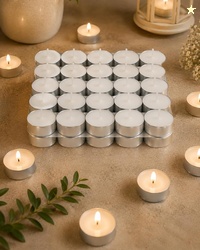 Homesake Tea Light Candles Pack of 50, Unscented Long Burning Smokeles