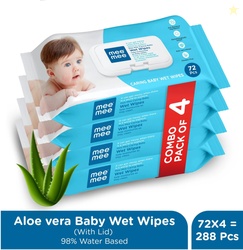 MeeMee Soft Cleansing Baby Wet wipes with Lid | Aloe vera -Pack of 4 P