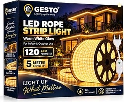 5 Meter Warm White LED Rope Strip Light | 120 LEDs/Mtr | Cuttable Ever