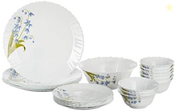 Borosil Fluted Lavender Dinner Set, 25-Pieces, White