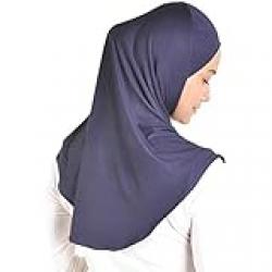 Silk Story Mu Lan Legend Handmade Hijab Instant Head Scarf Cotton Jersey Practical Head Cover (M Size) (Navy Blue)