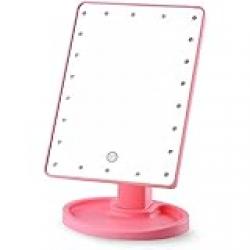 Makeup Mirror With Stand And Led Light 21 X 17 Cm - Pink