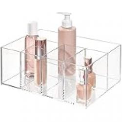INTERDESIGN Idesign Organizer For Vanity Cabinet To Hold Makeup Beauty Products Hair Accessories  5 Compartments, Clear Clarity Cosmetic, 5 Section