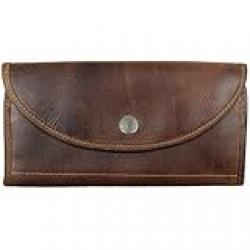 Hide & Drink, Snap Clutch Wallet for Women, Money Holder and Card Organizer with Zippered Pouch, Full Grain Leather, Handmade, Bourbon Brown