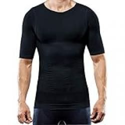 BAISHIAN Men's Seamless Slimming Body Shaper Vest Abdomen Slim Shirt Compression Tank Shaperwear (Black, M)