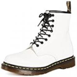 Dr. Martens Womens 1460W Originals Eight-Eye Lace-Up Boot, White Patent Leather, 8 M US/ 6 UK