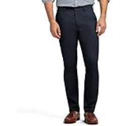 IZOD Men's American Chino Flat Front Straight Fit Pant, Navy, 40W x 32L