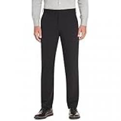 Van Heusen Men's Flex Straight Fit Flat Front Pant, Black, 36W / 30L