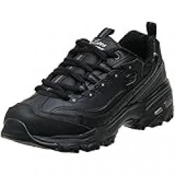 Skechers D'Lites Me Time Trainers, Black Black Leather Mesh Charcoal Trim Yellow Bbk, 35 EU