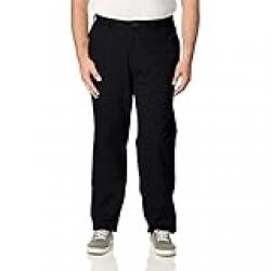 Nautica Men's Big and Tall Twill Flat-Front Pant, True Black, 46W x 30L