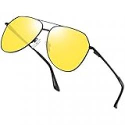 Joopin Night Driving Glasses for Men Women, anti Glare Eyewear Lightweight Metal Frame UV400 Protection (Yellow Night Vision)