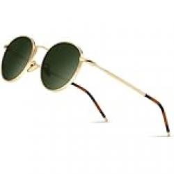 SUNGAIT Ponderable Metal Round Sunglasses for Men Women Classic Vintage Polarized Circle Sun Glasses, One Size