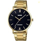 Casio Women's Watch - LTP-VT01G-1BUDF Black Dial, Gold Band