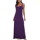 Urban CoCo Women's Scoop Neck Solid Sleeveless Summer Beach Tank Top Casual Maxi Dress Purple, Purple, M