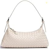 YONGLEE ARTEE Women Woven Tote Small Hand Bag Shoulder Bag Vegan Leather YA1974 (White)