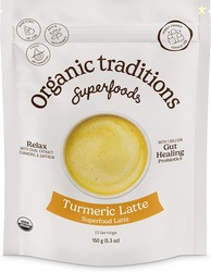 Organic Traditions Turmeric Latte with Saffron & Probiotics | 150g (5.