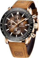 BY BENYAR Mens Watches Chronograph Analog Quartz Movement Stylish Spor
