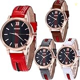 CdyBox Wholesale 5 Pack PU Leather Watch Analog Quartz Wristwatches for Women Men Lady Teen Girl