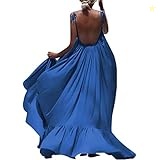 Starryflashing_Women Dress Women Maxi Solid Sleeveless Long Backless Evening Party Beach