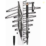 (Black) - The BrowGal Skinny Eyebrow Pencil, 3 in 1 Water Resistant Pencil with spoolie