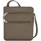 Travelon Classic Slim Dbl  Shoulder Bag with Anti-Theft Closure, Nutmeg, Talla nica, Travelon - Classic anti-theft crossbody bag with double zipper