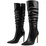 COLETER Women's Sexy Pointed Toe High Heels,4.72 inch/12cm Patent Leather Pumps,Wedding Dress Shoes,Cute Evening Stilettos Patent Black 7.5 US