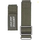 AMHUGE Hook&Loop Military Style Nylon Watch Strap Length Adjustable-Choice of Color & Width (18mm, 20mm, 22mm, 24mm)-Waterproof Sport Watch Band for Men or Women (24mm, Olive(steel buckle)),
