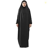 Lenmipot Women Prayer Dress Islamic Jilbab Eid Formal Gown 1 Piece Saudi Loose Covered Dress - One Size