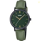 Casio Women's Watch - LTP-VT02BL-3AUDF Black Dial, Green Band