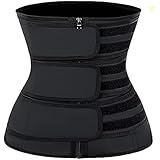 YIANNA Waist Trainer for Women Latex Underbust JSculpt Double Training Belt Workout Sport Girdle, D-black (Triple Straps), S
