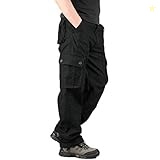 Lilychan Men's Lightweight Cargo Trouser with 6 Pocket, Black - 32in