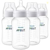 AVENT Philips Anti-Colic Baby Bottles, 11oz, 4pk, Clear, SCY106/04