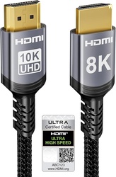 Sniokco 10K 8K 4K HDMI 2.1 Cable 3M, Certified 48Gbps Ultra High Speed HDMI Cable 0.01ms 4K 240Hz 165Hz 120Hz 8K 60Hz eARC Netflix HDCP 2.3 2.2 DTS:X HDR10+ TV Monitor Projector Roku Sky-Q X-box
