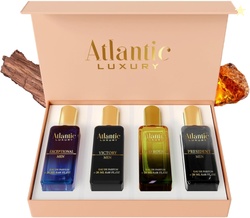 Atlantic Luxury Series Perfume Gift Set for Men  Pack of 4 Long Lasting Mens Perfumes | Ideal Gifts for Men, Birthday, Anniversary & Valentines Day