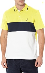 Nautica mens Short Sleeve 100% Cotton Pique Color Block Polo Shirt Polo Shirt
