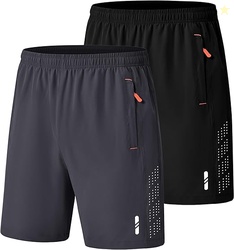 2 Pack Men's Athletic Running Shorts Quick Dry Lightweight Workout Gym