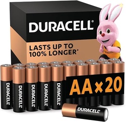 Duracell AA 1.5V Alkaline Batteries, Pack of 20 - Last up to 100% long